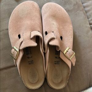 Birkenstock Pink Suede Clogs